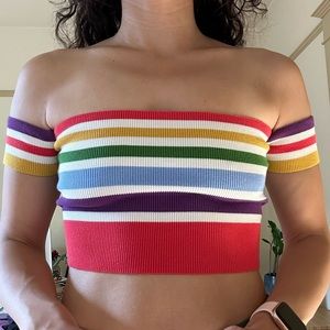 Rainbow Off The Shoulder crop top 🌈🌸⭐️